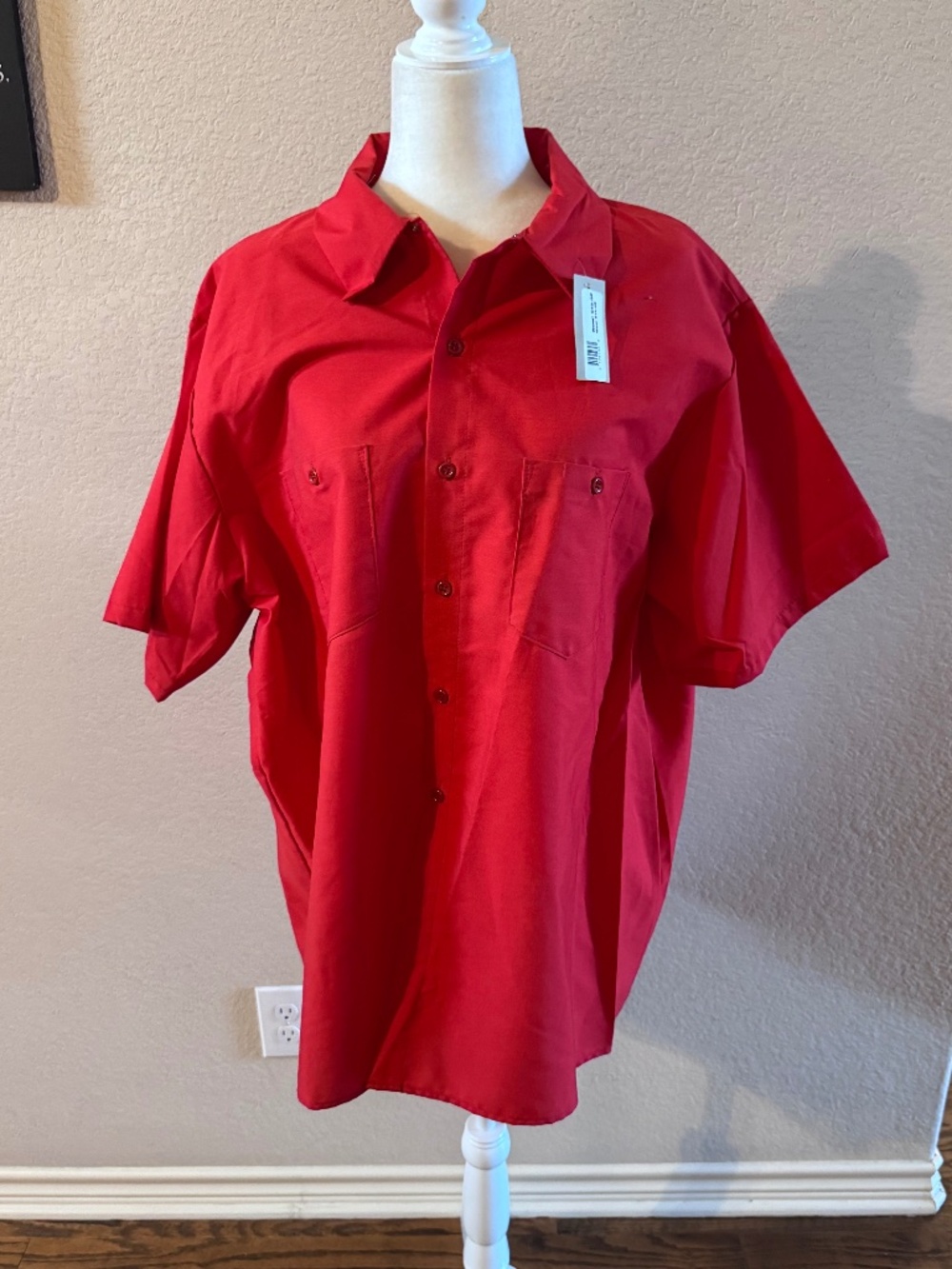 Universal Overall short-sleeve industrial work shirt in red Size XXL 2XL